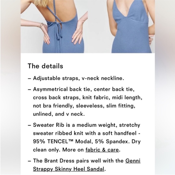 Reformation Women’s Brant Midi Dress in Viola Blue- Size XL - Picture 8 of 8